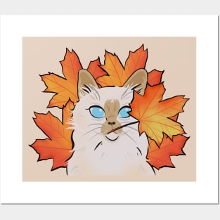 Cute Cat in fall Posters and Art